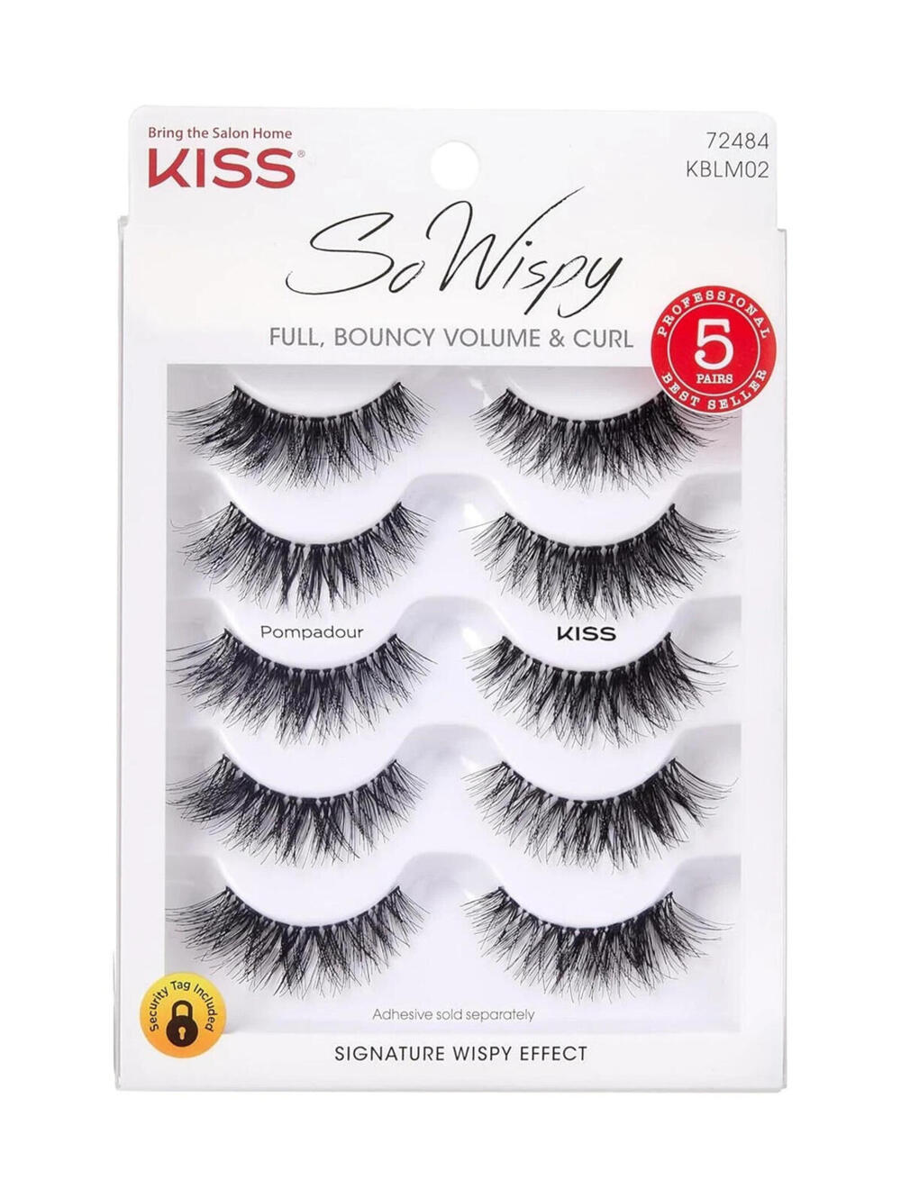 ** KISS So Wispy, False Eyelashes, 'Pompadour', Includes 5 Pairs Of Lashes